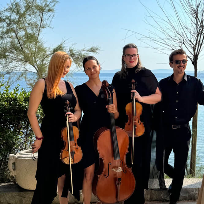 Wedding music with piano and string quartet in Vila Dalmacija, Split