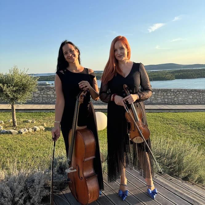 Violin and violoncello wedding ceremony on Tvrđava Barone, Šibenik