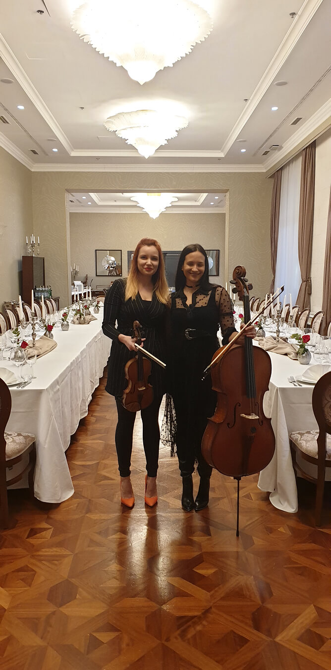 Piano and string quartet at a birthday party dinner in hotel Park, Split