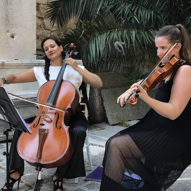 Wedding music with violin and cello in St.Marak, Hvar